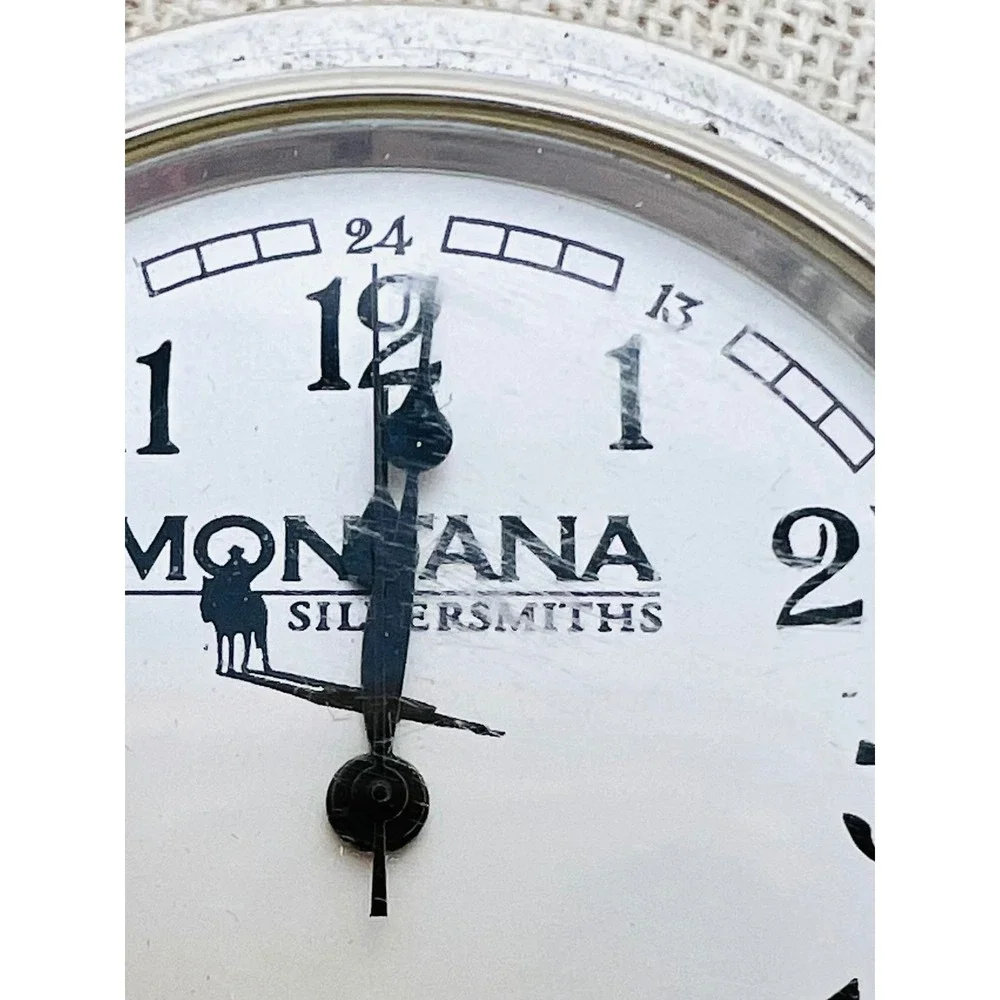Montana Silversmiths Cowboy Pocket Watch Silver Gold Tone Western Quartz